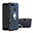 Silicone Matte Finish and Plastic Back Cover Case with Magnetic Finger Ring Stand for Huawei Y6 Prime (2018) Blue