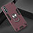 Silicone Matte Finish and Plastic Back Cover Case with Magnetic Finger Ring Stand for Huawei Y8p Red Wine