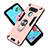 Silicone Matte Finish and Plastic Back Cover Case with Magnetic Finger Ring Stand for LG K51