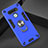 Silicone Matte Finish and Plastic Back Cover Case with Magnetic Finger Ring Stand for LG K51 Blue