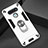 Silicone Matte Finish and Plastic Back Cover Case with Magnetic Finger Ring Stand for LG K51 White
