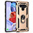 Silicone Matte Finish and Plastic Back Cover Case with Magnetic Finger Ring Stand for LG Stylo 6 Gold