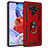 Silicone Matte Finish and Plastic Back Cover Case with Magnetic Finger Ring Stand for LG Stylo 6 Red