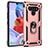 Silicone Matte Finish and Plastic Back Cover Case with Magnetic Finger Ring Stand for LG Stylo 6 Rose Gold