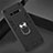 Silicone Matte Finish and Plastic Back Cover Case with Magnetic Finger Ring Stand for LG V60 ThinQ 5G Black