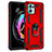 Silicone Matte Finish and Plastic Back Cover Case with Magnetic Finger Ring Stand for Motorola Moto Edge 20 Lite 5G Red