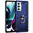Silicone Matte Finish and Plastic Back Cover Case with Magnetic Finger Ring Stand for Motorola Moto Edge S30 5G