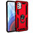 Silicone Matte Finish and Plastic Back Cover Case with Magnetic Finger Ring Stand for Motorola Moto G Stylus (2021) Red