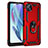 Silicone Matte Finish and Plastic Back Cover Case with Magnetic Finger Ring Stand for Motorola Moto G50 5G Red