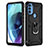 Silicone Matte Finish and Plastic Back Cover Case with Magnetic Finger Ring Stand for Motorola Moto G71 5G