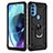 Silicone Matte Finish and Plastic Back Cover Case with Magnetic Finger Ring Stand for Motorola Moto G71 5G Black