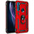 Silicone Matte Finish and Plastic Back Cover Case with Magnetic Finger Ring Stand for Motorola Moto One Fusion Plus Red
