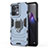 Silicone Matte Finish and Plastic Back Cover Case with Magnetic Finger Ring Stand for Oppo Reno9 Pro 5G