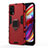Silicone Matte Finish and Plastic Back Cover Case with Magnetic Finger Ring Stand for Realme 7 Pro Red