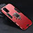 Silicone Matte Finish and Plastic Back Cover Case with Magnetic Finger Ring Stand for Realme V5 5G Red