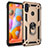 Silicone Matte Finish and Plastic Back Cover Case with Magnetic Finger Ring Stand for Samsung Galaxy A11
