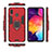 Silicone Matte Finish and Plastic Back Cover Case with Magnetic Finger Ring Stand for Samsung Galaxy A30