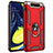 Silicone Matte Finish and Plastic Back Cover Case with Magnetic Finger Ring Stand for Samsung Galaxy A80 Red