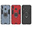 Silicone Matte Finish and Plastic Back Cover Case with Magnetic Finger Ring Stand for Samsung Galaxy M20