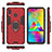 Silicone Matte Finish and Plastic Back Cover Case with Magnetic Finger Ring Stand for Samsung Galaxy M20