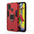 Silicone Matte Finish and Plastic Back Cover Case with Magnetic Finger Ring Stand for Samsung Galaxy M21s