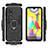 Silicone Matte Finish and Plastic Back Cover Case with Magnetic Finger Ring Stand for Samsung Galaxy M21s