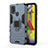 Silicone Matte Finish and Plastic Back Cover Case with Magnetic Finger Ring Stand for Samsung Galaxy M31