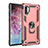 Silicone Matte Finish and Plastic Back Cover Case with Magnetic Finger Ring Stand for Samsung Galaxy Note 10 Plus