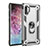Silicone Matte Finish and Plastic Back Cover Case with Magnetic Finger Ring Stand for Samsung Galaxy Note 10 Plus