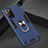 Silicone Matte Finish and Plastic Back Cover Case with Magnetic Finger Ring Stand for Samsung Galaxy Note 20 5G Blue