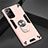 Silicone Matte Finish and Plastic Back Cover Case with Magnetic Finger Ring Stand for Samsung Galaxy Note 20 Ultra 5G Pink