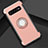 Silicone Matte Finish and Plastic Back Cover Case with Magnetic Finger Ring Stand for Samsung Galaxy S10 5G Rose Gold