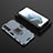 Silicone Matte Finish and Plastic Back Cover Case with Magnetic Finger Ring Stand for Samsung Galaxy S21 5G