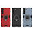 Silicone Matte Finish and Plastic Back Cover Case with Magnetic Finger Ring Stand for Samsung Galaxy S21 5G