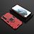 Silicone Matte Finish and Plastic Back Cover Case with Magnetic Finger Ring Stand for Samsung Galaxy S21 FE 5G