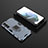 Silicone Matte Finish and Plastic Back Cover Case with Magnetic Finger Ring Stand for Samsung Galaxy S21 FE 5G