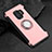 Silicone Matte Finish and Plastic Back Cover Case with Magnetic Finger Ring Stand for Samsung Galaxy S9 Rose Gold