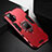 Silicone Matte Finish and Plastic Back Cover Case with Magnetic Finger Ring Stand for Vivo X50 5G