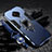 Silicone Matte Finish and Plastic Back Cover Case with Magnetic Finger Ring Stand for Vivo X50 Lite Blue