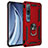 Silicone Matte Finish and Plastic Back Cover Case with Magnetic Finger Ring Stand for Xiaomi Mi 10 Pro Red