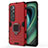 Silicone Matte Finish and Plastic Back Cover Case with Magnetic Finger Ring Stand for Xiaomi Mi 10 Ultra Red