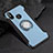 Silicone Matte Finish and Plastic Back Cover Case with Magnetic Finger Ring Stand for Xiaomi Mi 8