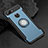 Silicone Matte Finish and Plastic Back Cover Case with Magnetic Finger Ring Stand for Xiaomi Mi 8 Lite Blue