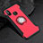 Silicone Matte Finish and Plastic Back Cover Case with Magnetic Finger Ring Stand for Xiaomi Mi 8 Red