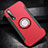 Silicone Matte Finish and Plastic Back Cover Case with Magnetic Finger Ring Stand for Xiaomi Mi 9 SE Red