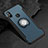 Silicone Matte Finish and Plastic Back Cover Case with Magnetic Finger Ring Stand for Xiaomi Mi A2 Lite Blue