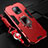 Silicone Matte Finish and Plastic Back Cover Case with Magnetic Finger Ring Stand for Xiaomi Redmi 10X 5G Red