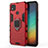 Silicone Matte Finish and Plastic Back Cover Case with Magnetic Finger Ring Stand for Xiaomi Redmi 9 India Red