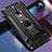 Silicone Matte Finish and Plastic Back Cover Case with Magnetic Finger Ring Stand for Xiaomi Redmi K30 4G Black