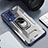 Silicone Matte Finish and Plastic Back Cover Case with Magnetic Finger Ring Stand J01S for Samsung Galaxy M32 4G Blue
